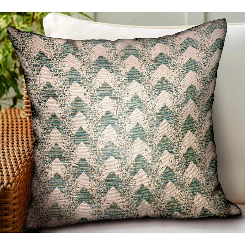 Coussin décoratif d’extérieur de luxe à chevrons bleu forêt de Plutus de 12 po x 20 po