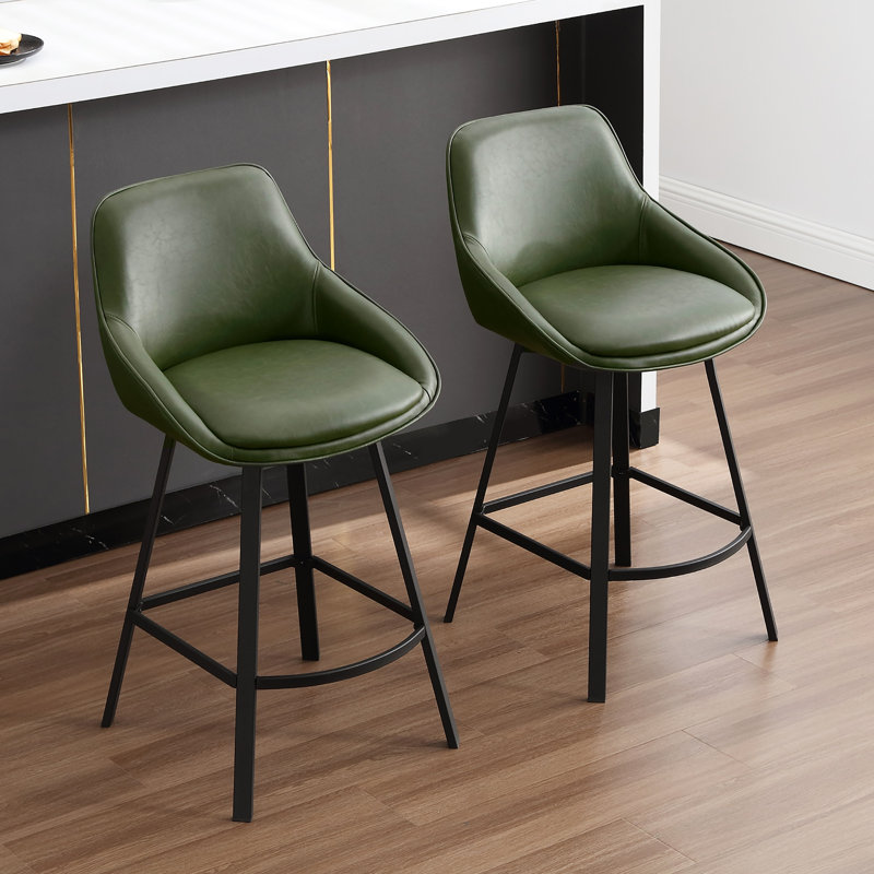 Janayshia 65cm Swivel Bar Stool, Green