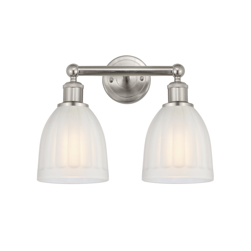 Éclairage pour meuble-lavabo à 2 lumières 14,75 po Radegonde, Blanc, Nickel satiné brossé