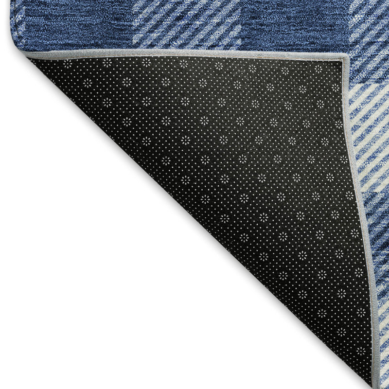 Premium Machine Washable Prisco Navy Rug, Runner 2'3" x 7'6"