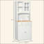 Buffet de cuisine autoportant de 67 po avec huche, garde-manger avec support à micro-ondes, tablette réglable, 2 tiroirs, armoire