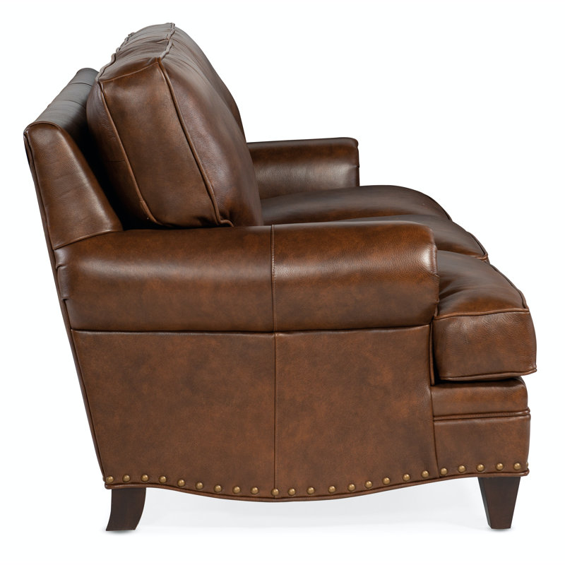 Carrado 87.5" Rolled Arm Sofa, Alpine Cloudy Genuine Leather