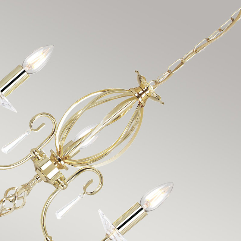 Thebes 3 - Light Candle Style Chandelier, Polished Brass