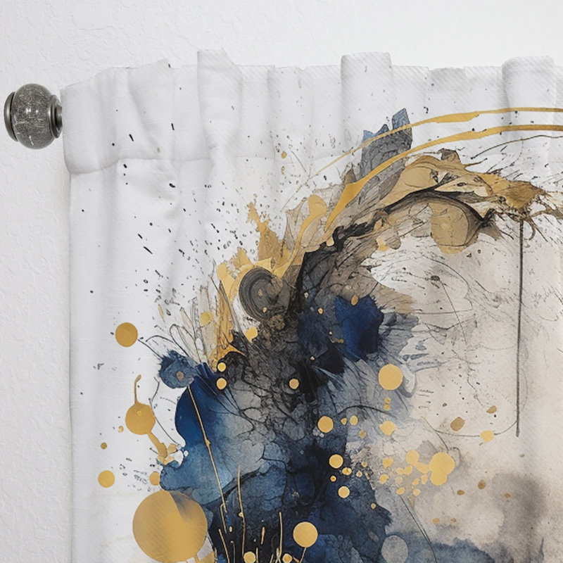 Norelli - rideau en velours moderne - obscurcissement de la pièce - bleu et jaune minimalisme fluidité II - 1 panneau