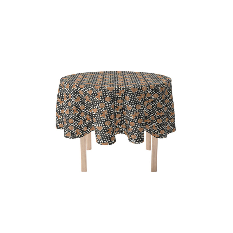 Geometric Round Christmas Tablecloth, 60" x 60", Red Beautiful Berry Weave