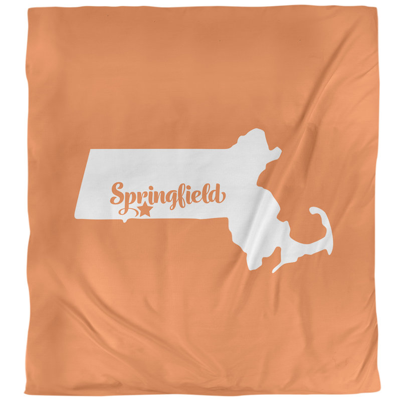 Housse de couette simple Massachusetts, Housse de couette pour grand lit, Orange, Microfibre