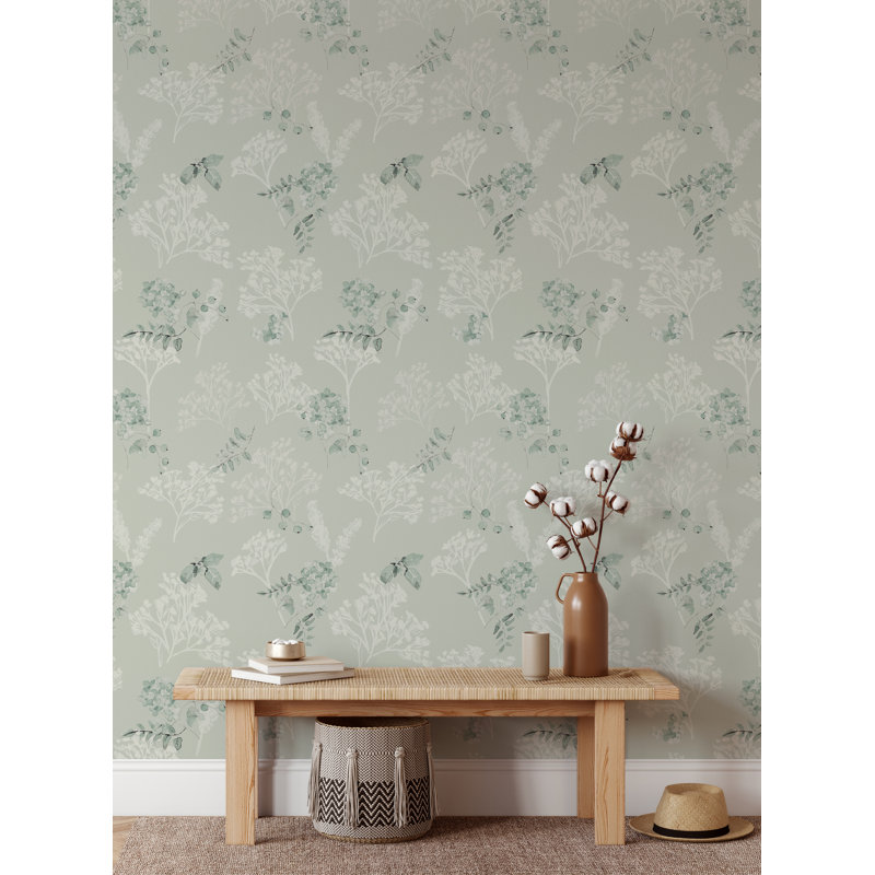 Papier peint adhésif Breezy Blooms, Sauge