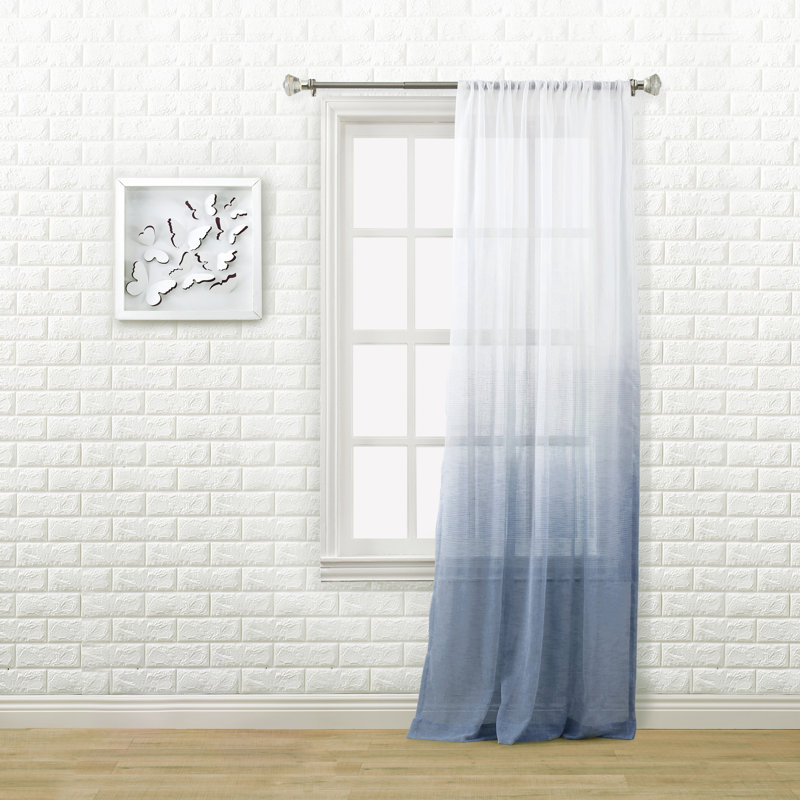 Bergen Semi Sheer Curtain Single Panel, Spa, 52"W x 84"L