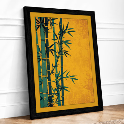 Bamboo Against Gold Japandi - Framed Print