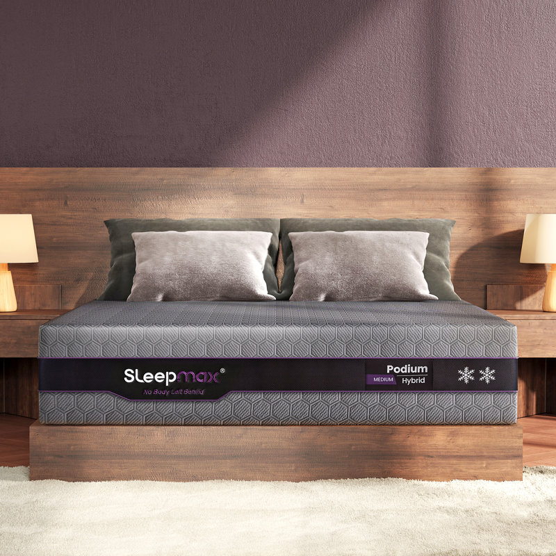 Matelas à ressorts ensachés moyen hybride 14 po Sleepmax Podium King, Très grand lit, 14"
