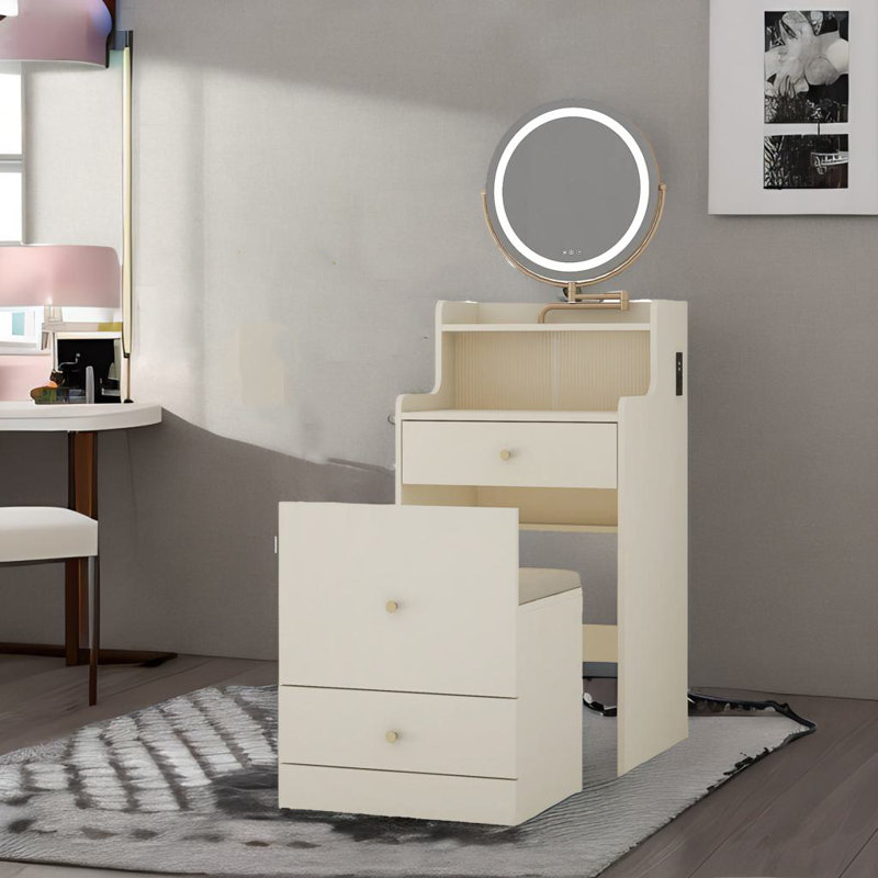 Bureau de coiffeuse 3 en 1 avec tabouret