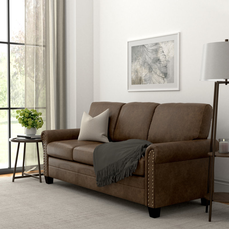Annmaria Upholstered 76'' Sofa, Light Brown 100% Polyester