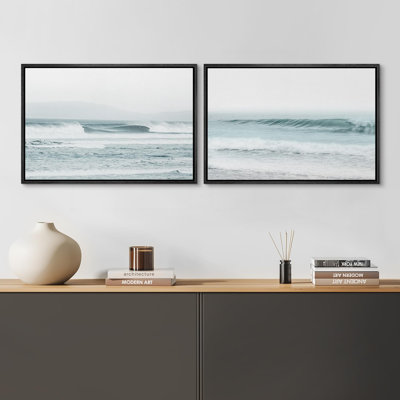 Coastal Beach Ocean Waves On Washed Out Beach Nature Nautical Coastal 2 - Pièces