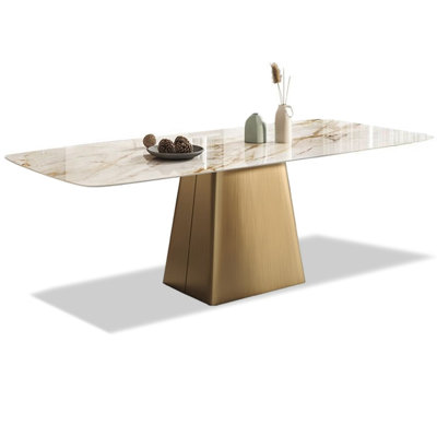 Modern minimalist rectangular sintered stone dining table