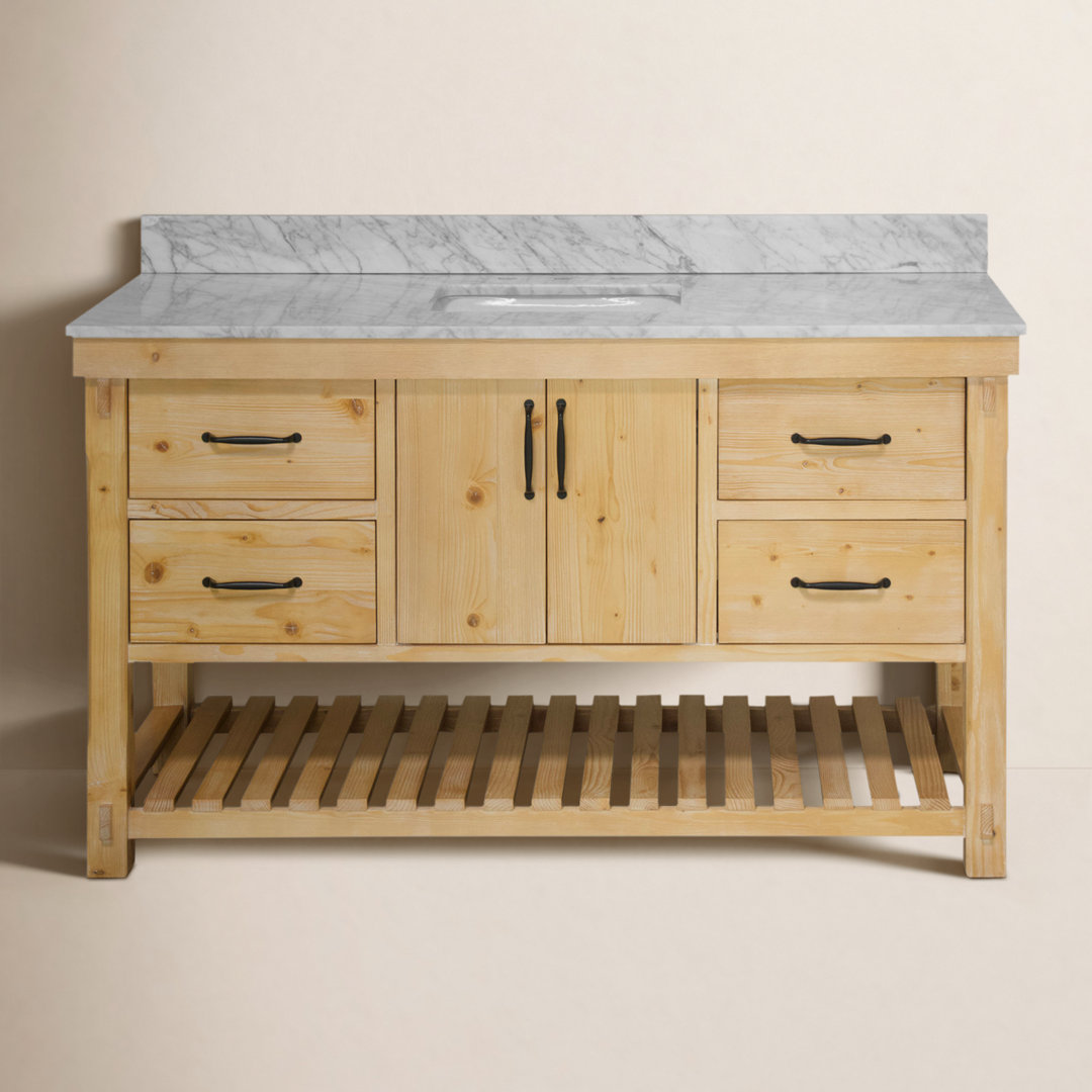 Lillian 60'' Single Bathroom Vanity with Carrara Marble Top Birch Lane™