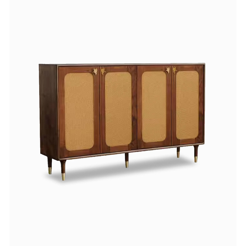 Armoire à chaussures en noyer noir uni avec poignées papillon