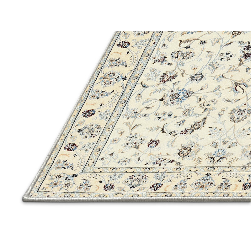 Tapis gris/crème traditionnel, Rectangle 5 pi x 7 pi