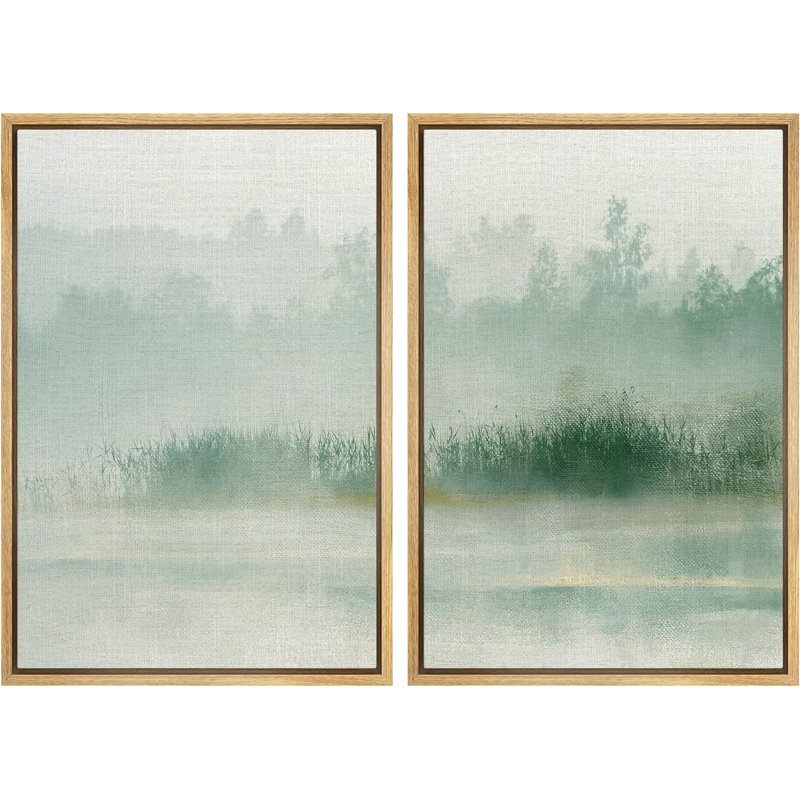 «Set Monicol Whirls Abstract Expressionist», 2 pièces sur toile, H 24 po x l 16 po, Naturel