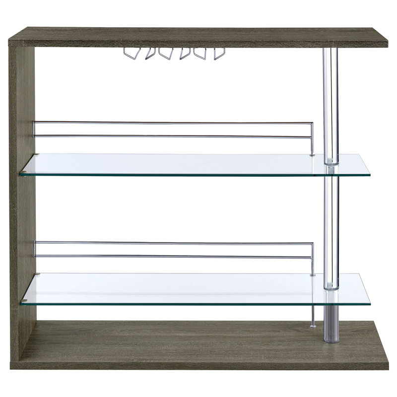 Prescott Rectangular Home Bar Table Cappuccino High Gloss, Grey, Grey