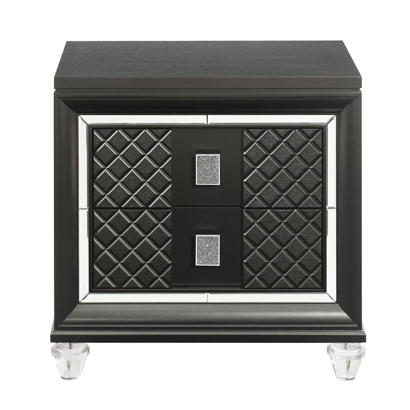 2-Drawer Nightstand, Modern Bedside Table