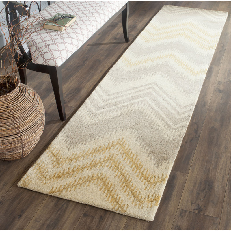 Raika Hand Tufted Wool Chevron Rug, Runner 2'3" x 9'