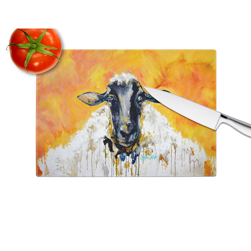 Peach Wool Sheep Glass Cutting Board