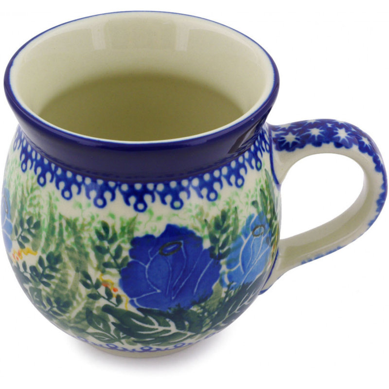 Grande tasse 12 oz en grès poli - Rose bleue brillante