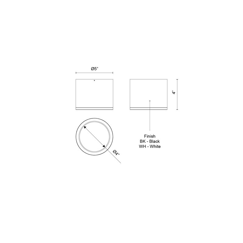 Plafonnier extérieur DEL blanc nordique 4 po (5 po de diamètre), Blanc, H 4 po x l 5 po x P 5 po