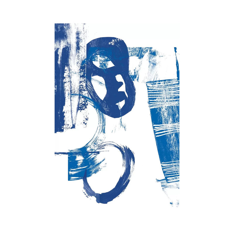 Blue Scribbles II by Vision Studio - Wrapped Canvas Panoramic Painting, 20.32 cm H x 30.48 cm W