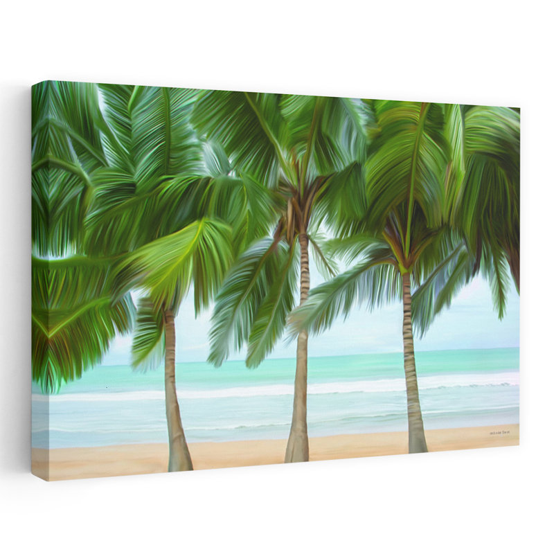 «Sandy Solitude», palmier abstrait, art mural côtier, H 12 po x l 18 po
