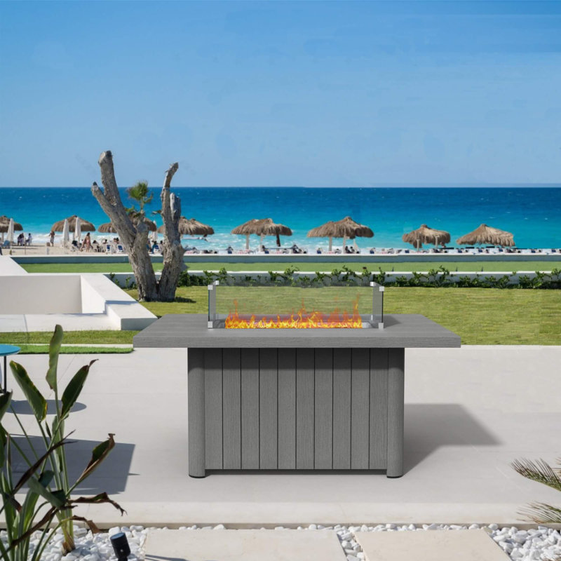 Table de foyer rectangulaire en aluminium, Gris