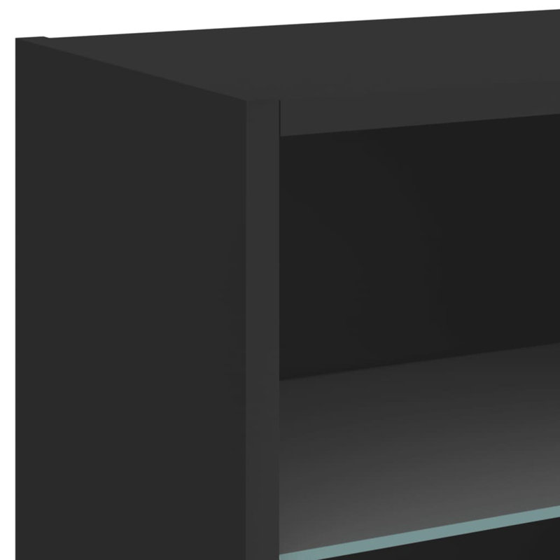 Baheejah Engineered Wood Glass  TV Stand, Black, 15.7"H x 15.7"L x 11.2"W