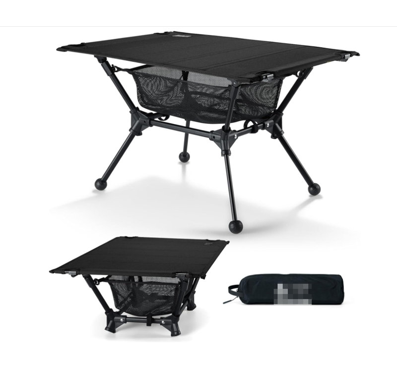 Table de camping, table pliante portable légère avec filet de rangement en filet, options haute / basse, idéale pour le camping, la randonnée pédestre, la fête d'avant-match, la plage, le pique-nique, les voyages, la cour