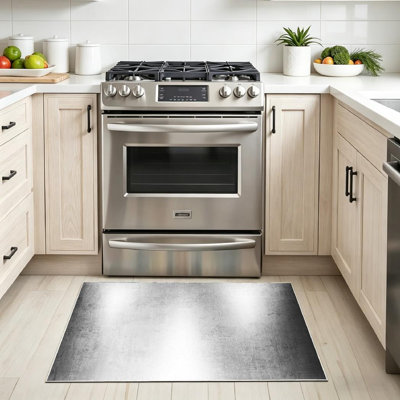 Silver Machine Washable,Metal Shiny Futuristic Abstract Indoor Area Rug