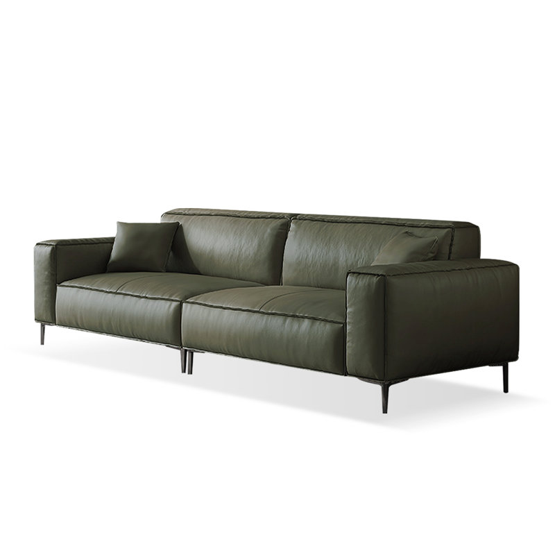 Canapé modulaire en cuir véritable, H 29,92 po x l 98,43 po x P 37,4 po, 3, Vert