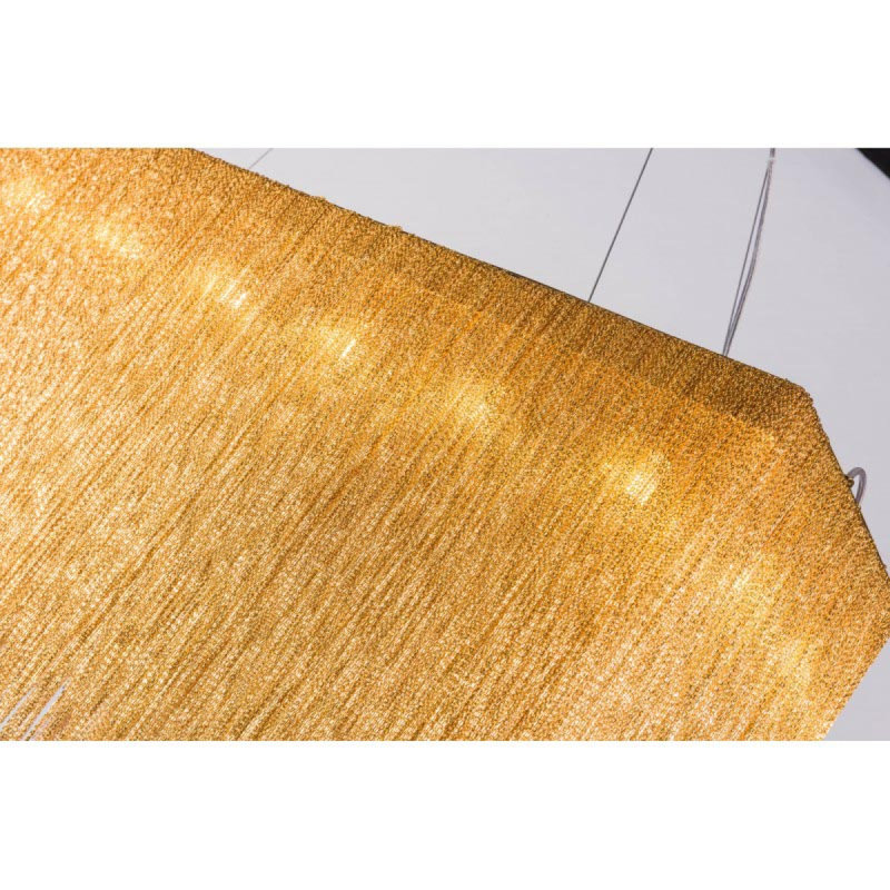 Lustre Alan Mizrahi FONTAINE RECT, Chrome, Or français, 60” Length x 15” Wide x 20” Height