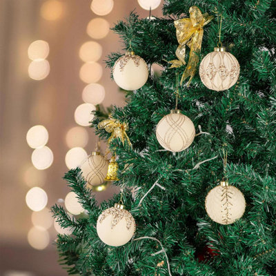 12PCS White Christmas Balls Ornaments - 4 Styles Christmas Tree Decoration Christmas Ball Ornament Suitable For Christmas, Parties