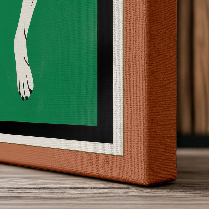 Dog in Profile Mid-Century 1 Piece Wrapped Canvas Wall Art, 24x16 - 61.0 x 40.6 cm, Terracotta Border