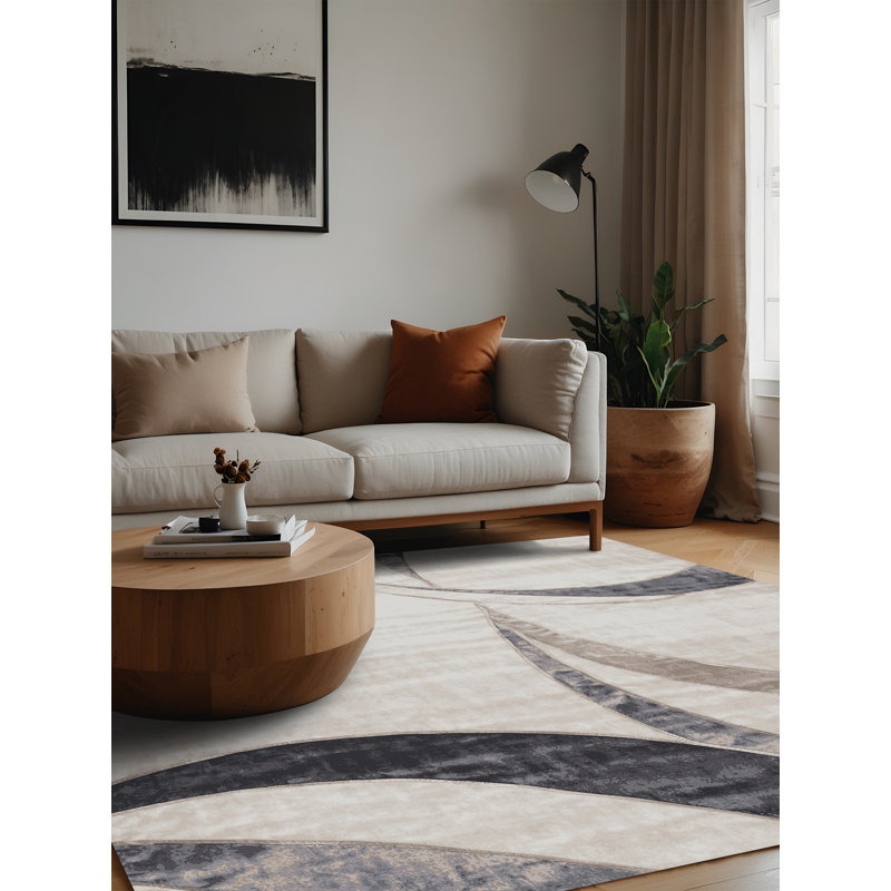 Machine Washable Gray Area Rug, Square 7'