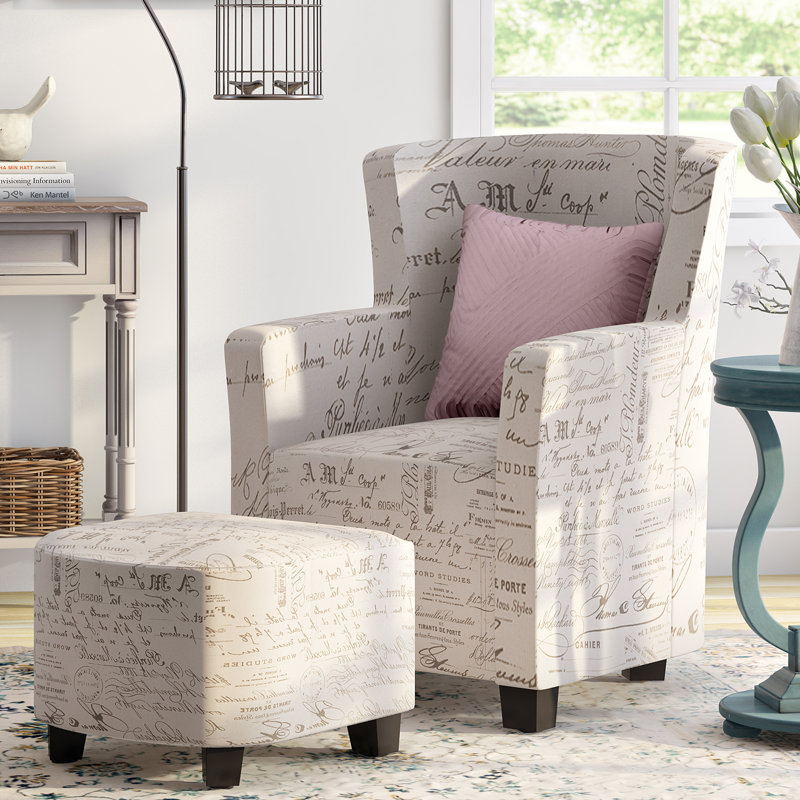 Ailani 28.47" Wide Wool Armchair and Ottoman