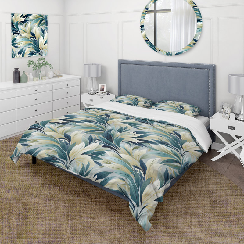 Coastal Symphony Tropical Pattern I - Ensemble de housse de couette tropical, Housse de couette pour très grand lit et 2 très
