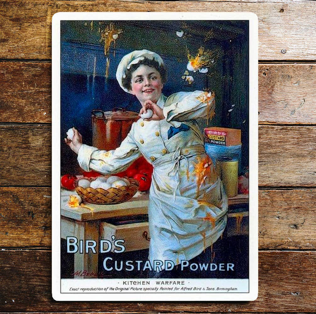 Birds Custard Powder Kitchen Warfare Metal Sign