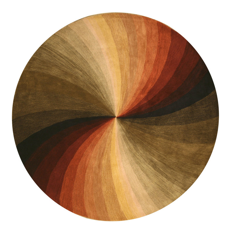 Enchanting Luxurious Original Multicolor Hand Tufted Multicolored Contemporary Abstract Wool Area Rug, Round 6'