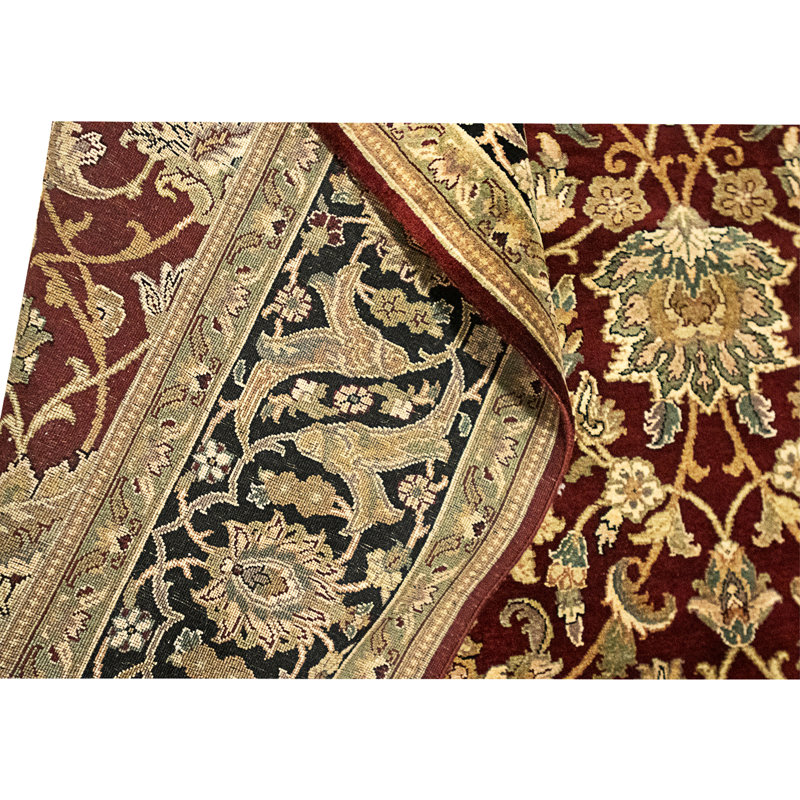 Hand Knotted Area Rug, Rectangle 11'9" x 9'3", Red And Black