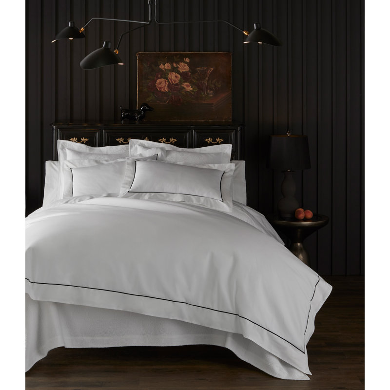 Boutique Percale Sham, Euro, White/Linen