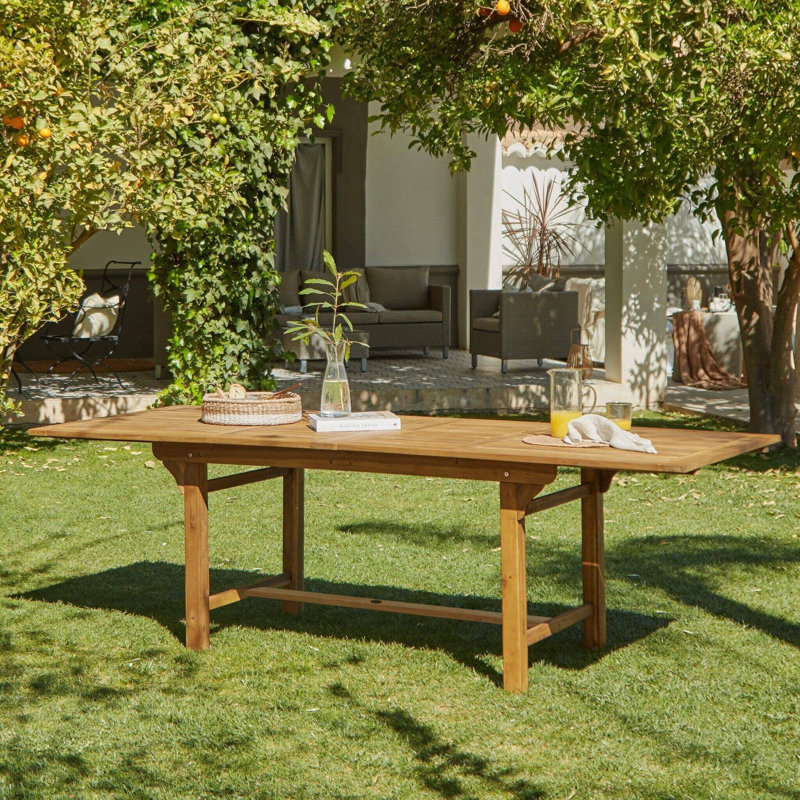 Sirmans 6 - Person Wood Patio Dining Set with Rectangular Table, No umbrella (No cushions)