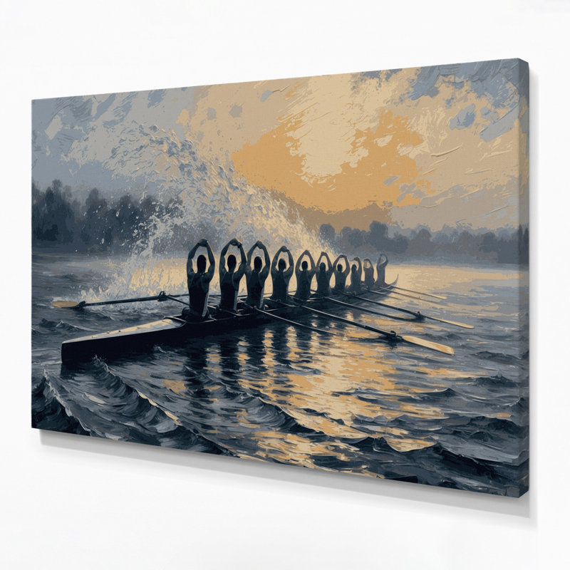 Art mural sur toile sport aviron gris, 11" H x 14" W
