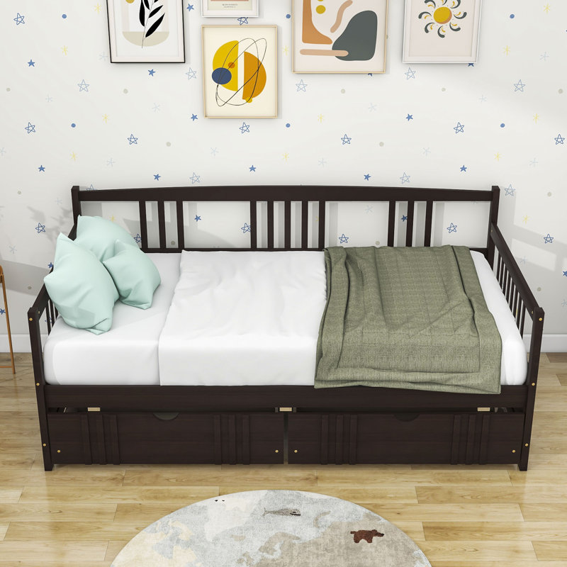 Merridale Twin Wooden Daybed with Two Drawers, Espresso
