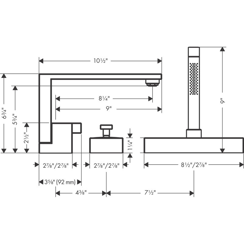 Edge Tub Filler with Diverter, Polished Gold Optic