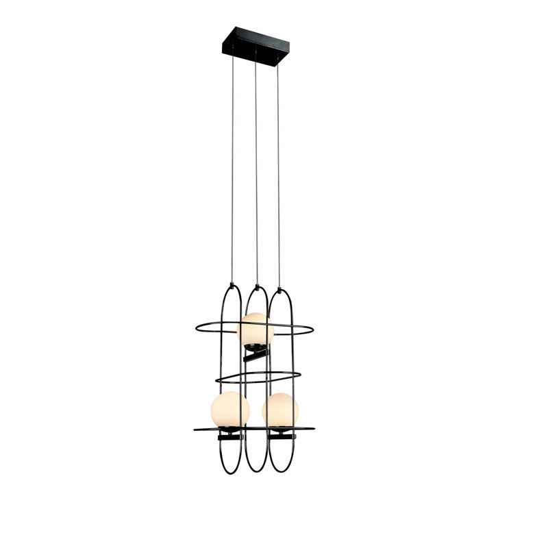 Lyra 16" Modern Adjustable Black Aluminum & Glass LED Chandelier